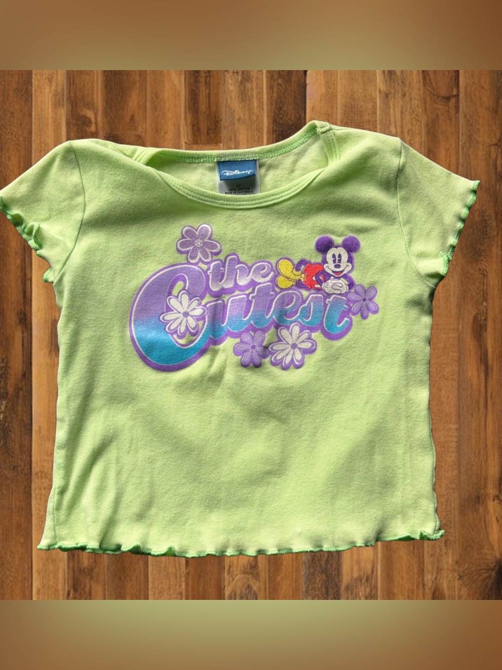 Disney Mickey Mouse Retro Flower Graphic Tee Girls 4T Y2K